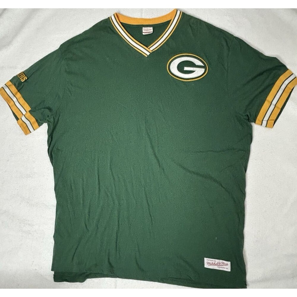 Mitchell & Ness Throwbacks NFL Green Bay Packers Shirt 3XL Short Sleeve V Neck